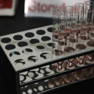 stonylab Test Tube Rack, 32-Hole Stainless Steel Test Tube Rack 0.89 Inches Tubes Acid-Alkali Resistant Test Tube Holder for Laboratory Use