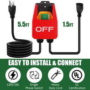 Paddle Switch for Table Saw, 110V to 120V Single Phase On/Off Switch with Large Off Paddle for Emergency Stop, Power Switch with Heavy Duty Extension Cord, Fits Table Saw | Router Table | Drill Press