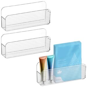 poeland 3 pack wall mounted storage organizer, no drilling clear storage box for bathroom, bedroom, mirror cabinets (transparent)