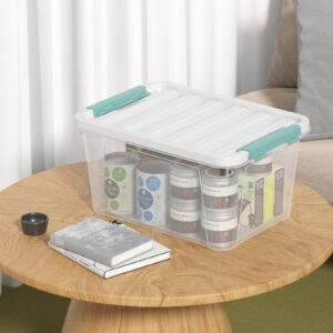 Begale 20 L Plastic Storage Bins with Lids, 6-Pack Clear Storage Box with Handle