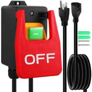 paddle switch for table saw, 110v to 120v single phase on/off switch with large off paddle for emergency stop, power switch with heavy duty extension cord, fits table saw | router table | drill press