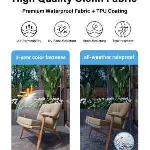 YEFU Outdoor Deep Seat Cushion Set, Double Waterproof Tech Fade Resistant Outdoor Chair Cushions, Patio Furniture Cushions with Straps for Chair Sofa Couch, 24x24 Inch, Beige