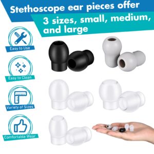 TrelaCo 10 Pairs 3 Sizes S/M/L Soft Ear Tip Pieces Earbud Replacement Parts Stethoscope Ear Pieces with 8 Pairs Stethoscope Ear Tip 2 Pairs Gray Ear Bud Cover Compatible with 5mm and 6mm Stethoscopes