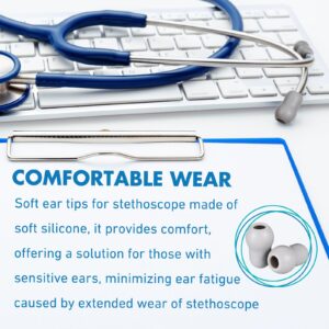 TrelaCo 10 Pairs 3 Sizes S/M/L Soft Ear Tip Pieces Earbud Replacement Parts Stethoscope Ear Pieces with 8 Pairs Stethoscope Ear Tip 2 Pairs Gray Ear Bud Cover Compatible with 5mm and 6mm Stethoscopes