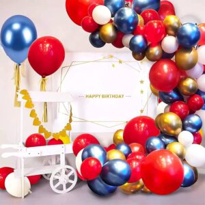 red blue and white balloon garland arch kit,95 pcs red blue white latex and metallic balloons arch kit for women men boho birthday wedding baby bridal shower party decorations