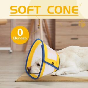 Soft Dog Cone/for Dogs After Surgery Large Medium Dogs Breathable Adjustable Comefortable Dog Cone Surgical Recovery Prevents Licking Biting Scratching, Dog Protector,XL