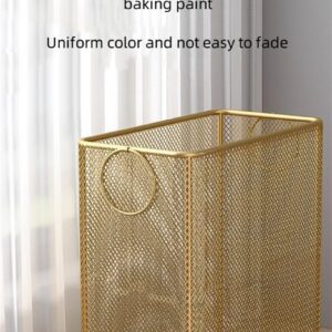 Laundry Hamper with Handles & Rolling Wheels, Metal Laundry Basket with Wheels, Light Luxury Style Laundry Hamper, for Bathroom,Laundry Room（Size:16.9 * 9.1 * 17.7in） (Color : Gold)