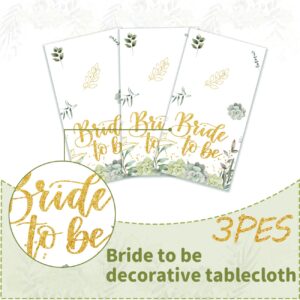 Haimimall Bridal Shower Decorations Sage Green Bride to Be Tablecloths Floral Bridal Shower Plastic Table Cloth Bride to Be Disposable Table Cover Large Size 54 x 108 Inch Rectangular Tablecloths