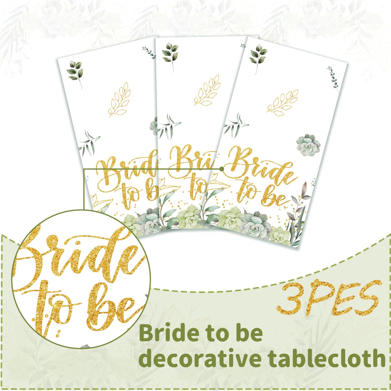 Haimimall Bridal Shower Decorations Sage Green Bride to Be Tablecloths Floral Bridal Shower Plastic Table Cloth Bride to Be Disposable Table Cover Large Size 54 x 108 Inch Rectangular Tablecloths