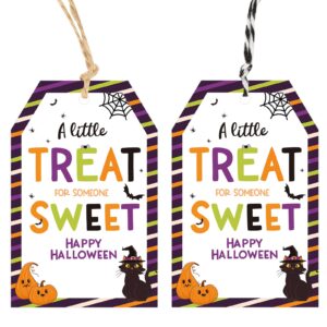 anwyll happy halloween tags,100pcs halloween paper gift tags with string,halloween pumpkin cat bat spider gift tags,a little treat for someone sweet hanging tags for gift candy treat bag party favors