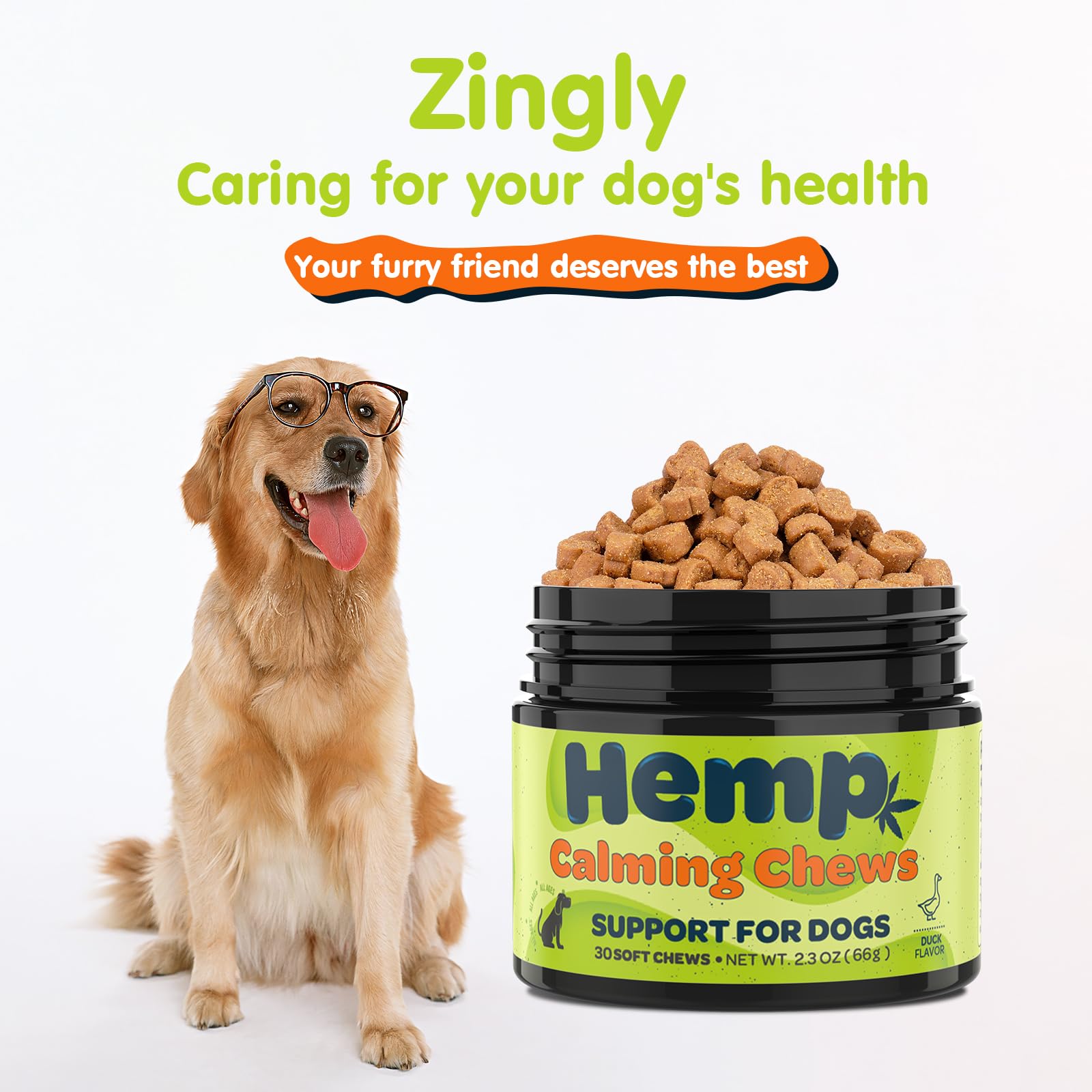 Zingly Hemp Calming Chews for Dogs Calming Treats Chews - Anxiety Relief Treats, Separation Anxiety Relief for Dogs Calming Treats Pet Calming Care Chews for Anti Anxiety Dogs, Beef, 30 Counts