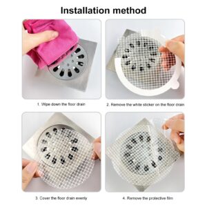 Qinlenyan 30Pcs Drain Cover Hair Catchers Prevent Clogs Bathroom Shower Drain Protector Sewer Filter Mesh Stickers Adhesive Shower Drain Hair Stopper for Shower Bathtub A