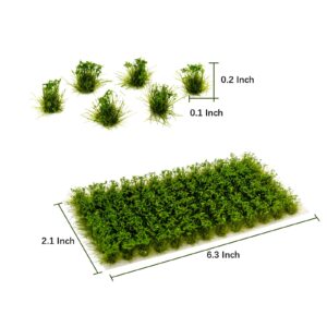 Warmtree 104 Pcs Static Grass Tuft Model Grass Tufts Railway Artificial Grass Miniature War Gaming Terrain DIY Model Railroad Scenery War Gaming Scenery (Dark Green Granular)