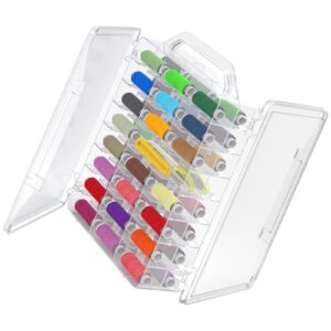 mathtoxyz sewing thread organizers and storage, 46 grid double sided sewing plastic box portable, ideal for jewelry, beads, jewelry hardware tools and more small items