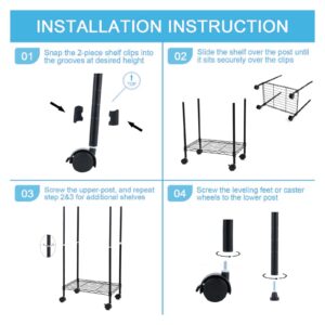 5-Tier Utility Shelves,Adjustable Heavy Duty Storage Shelving with Wheel Casters,660Lbs Capacity,Metal Standing Storage Shelf for Garage,Office,Restaurant,Kitchen,23.23''W X 13.4''D X 71''H