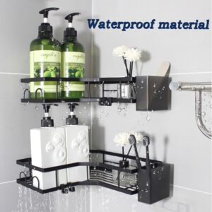 FeekaLife Corner Shower Caddy Shower Organizers Adhesive No Drilling Bathroom Shelves for Storage Shower Organization Shower Caddy Home Decor Kitchen Carbon Steel 2 Pack Black