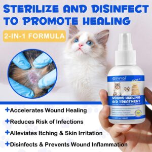 Cat Wound Care Spray - Wound Healing Aid Treatment for Cats Helps with Skin Repair for Wounds, Cats Irritated Skin & Itchy Skin Relief | Cats Supplement | Gentle Wound Care Spray - 3.38 Fl.oz / 100ml