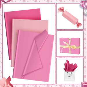 30 Sheets Pink Tissue Paper for Packaging Gift Bags Decoration, Gift Wrap Tissue Paper Bulk Sheets for Weddings Birthday DIY Project Valentine's Day Gift Wrapping Crafts Decor