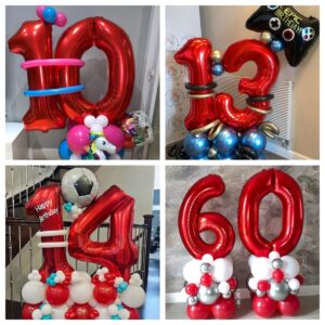 Red 5 Number Balloons,40 Inch 5 Balloons Foil Mylar Helium Big Red 5 Balloon Number for Birthday Party Anniversary Decorations