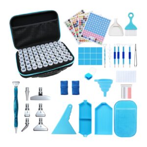 partslety storage containers, 60 slots kits accessories and tools portable organizer case for 5d diamond beads jewelry ring blue60 bottle storage bag