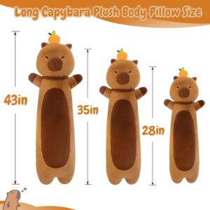 NXNYNZ Long Capybara Plush Pillow with Orange, 36" Long Capybara Plush Stuffed Animal, Cute Soft Plush Capybara Plushie Stuffed Toys Gift for Boys Girls