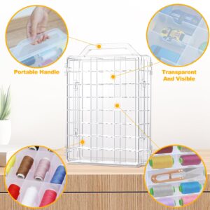 Mathtoxyz Sewing Thread Organizers and Storage, 46 Grid Double Sided Sewing Plastic Box Portable, Ideal for Jewelry, Beads, Jewelry Hardware Tools and More Small Items