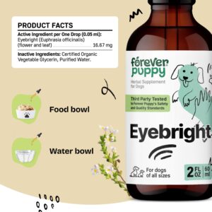 Eyebright Drops for Dogs - Dietary Eye Supplement for Dogs of Small, Medium & Large Breed - Liquid Eye Vitamins for Soothing Irritation - Dog Food Supplements for Eye Care w/Eyebright Herb - 2 oz