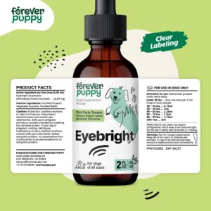 Eyebright Drops for Dogs - Dietary Eye Supplement for Dogs of Small, Medium & Large Breed - Liquid Eye Vitamins for Soothing Irritation - Dog Food Supplements for Eye Care w/Eyebright Herb - 2 oz