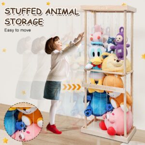 Upgrade Stuffed Animal Storage, Stuffed Animal Storage Zoo with Bottom, Wooden Stuffed Animal Storage, Large Stuffed Animal Cage, Gift for Playroom, Bedroom, Living Room