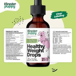 Healthy Weight Management Drops for Dogs - Dog Food Supplements for Energy - Irish Seamoss & Fenugreek Nutrition Support - Liquid Dog Vitamins and Supplements for All Breeds & Sizes - 2 oz