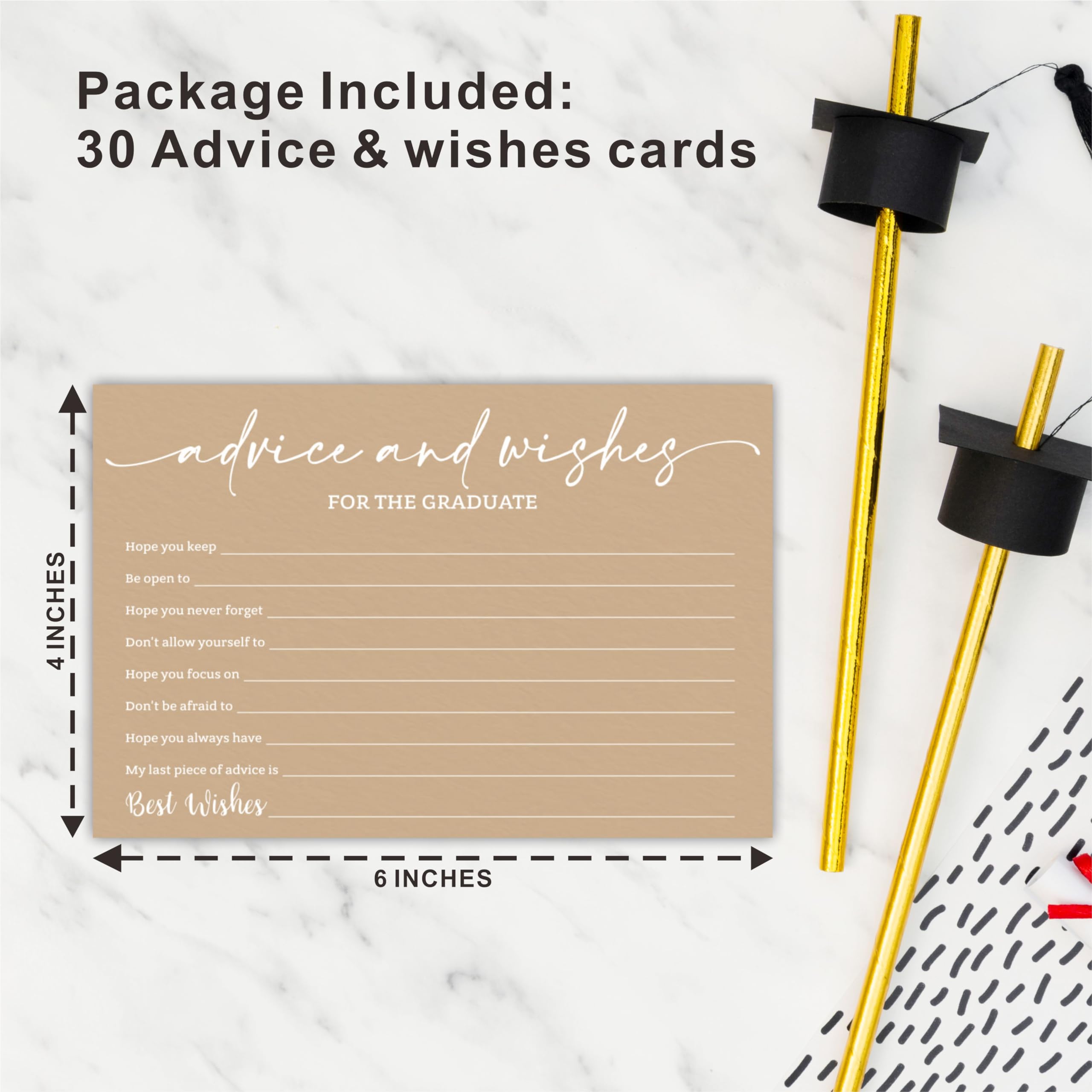 NYCTUG 30 Advice And Wishes Cards For 2024 Graduation, Modern Fill In Style Heavyweight Advice & Wishes Cards, Grad Decorations, Party Favor & Supplies(Brown) -B01