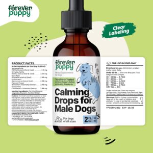 Calming Drops for Male Dogs - Calming Care w/Ashwagandha & Passion Flower - Natural Alternative to Dog Calming Chews and Treats - Dog Food Supplements for Composure & Relaxation - 2 oz