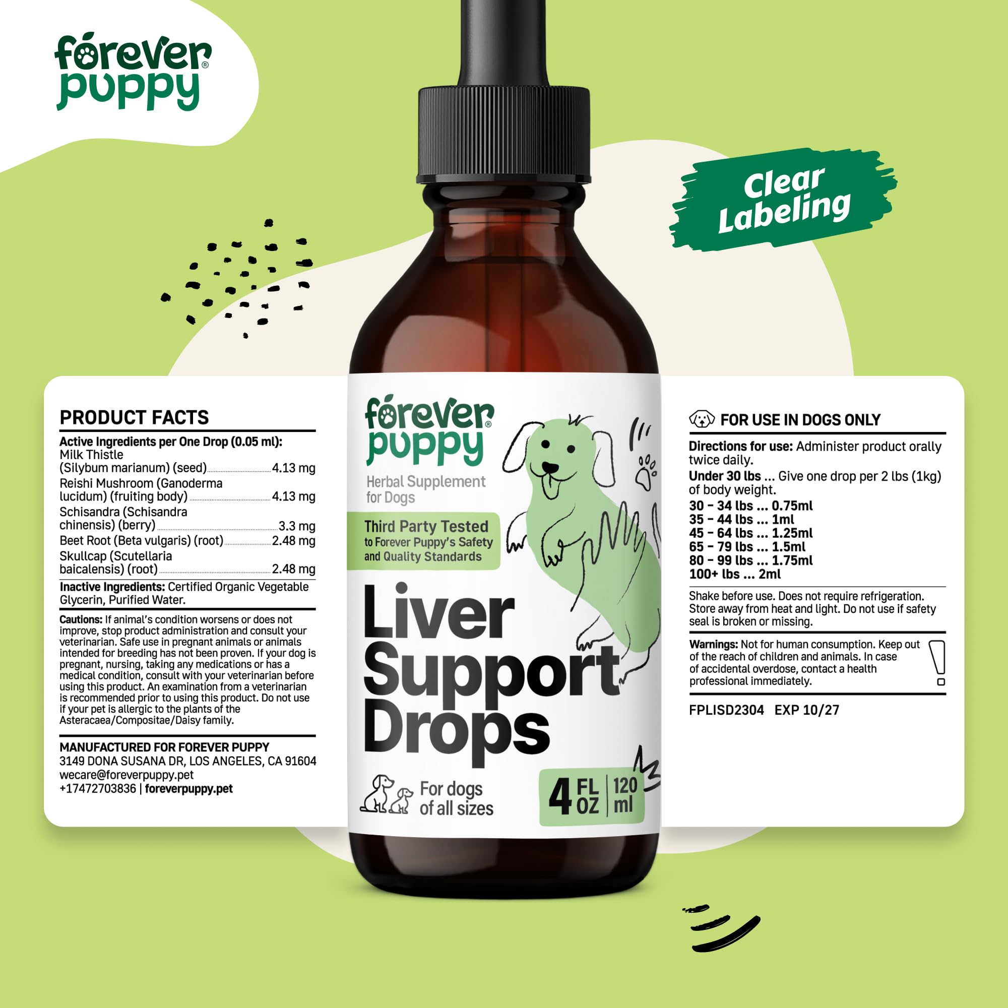 Liver Support for Happy Dogs - Milk Thistle Extract for Liver Detox - Liquid Dog Food Supplements for Liver Support and Cleanse - Milk Thistle Drops - Vegan Pet Vitamins and Supplements - 4 oz