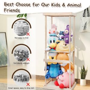 Upgrade Stuffed Animal Storage, Stuffed Animal Storage Zoo with Bottom, Wooden Stuffed Animal Storage, Large Stuffed Animal Cage, Gift for Playroom, Bedroom, Living Room