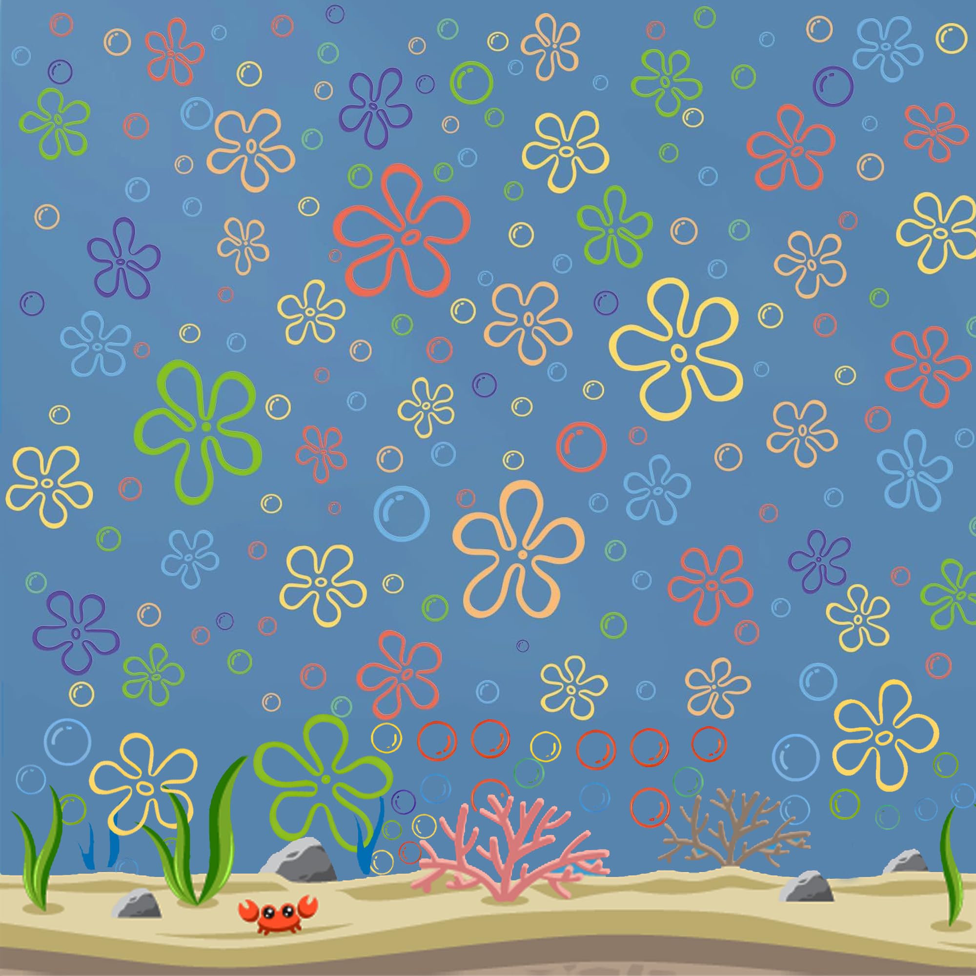 159 Pcs Bikini Flowers Bubbles Wall Decals Under The Sea Birthday Party Decorations Wall Stickers for Bedroom Bathroom Decor Wall Decor for Boys Girls Teens Adults