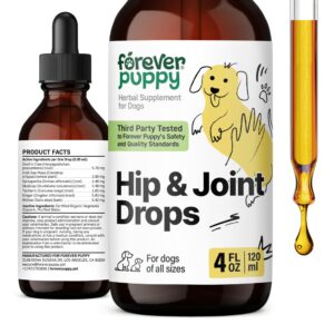 hip & joint supplement for dogs - joint support drops for dogs w/turmeric root - herbal joint care for dogs of large medium & small breeds - liquid dog food supplements for hip and joint mobility 4oz