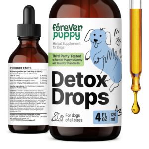 detox drops for dogs - liver and kidney cleanse for all breeds & sizes - herbal liver detox w/dandelion leaf & dandelion root - antioxidant support for pets - dog food supplements for detox - 4oz