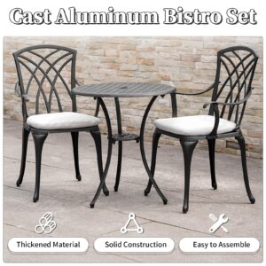 Withniture 3 Piece Outdoor Bistro Set, Patio Bistro Table Set, All Weather Bistro Table and Chair Set of 2, Patio Dinning Furniture for Garden, Porch, Backyard