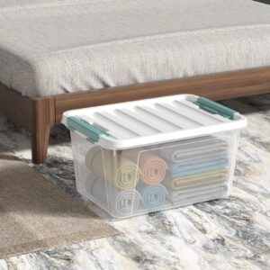 Begale 20 L Plastic Storage Bins with Lids, 6-Pack Clear Storage Box with Handle