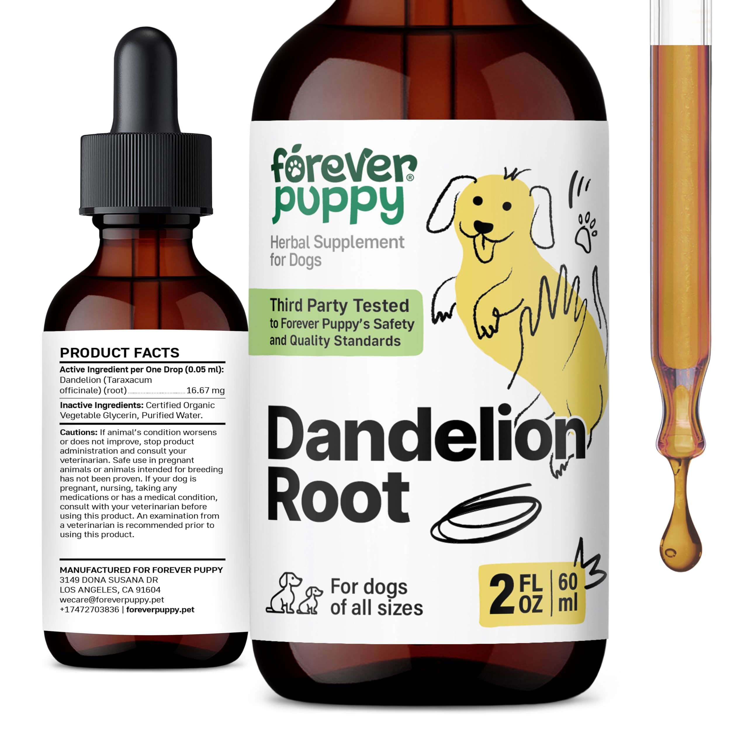 Dandelion Root Tincture for Dogs - Liver Support for Dogs w/Dandelion Root - Dog Food Supplements for Liver Health - Herbal Vitamins and Supplements for Liver Detox and Cleanse - 2 oz