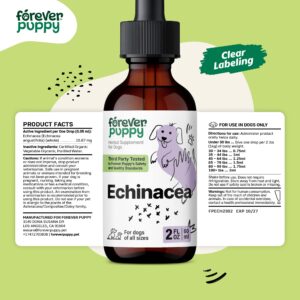 Echinacea Tincture for Dogs - Immune Support for All Breeds & Sizes w/Echinacea Herb - Immune Health Drops for Pets - Dog Food Supplements for Immunity w/Echinacea Liquid Extract - 2 oz