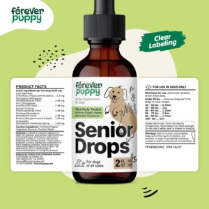 Senior Dogs Drops - Thyroid, Immune & Brain Support Complex for Elderly Dogs of All Breeds & Sizes - Vitamins and Supplements for Older Dogs - Senior Dog Food Supplements - 2 oz