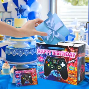 Game Theme Birthday Gift Bags Video Game Birthday Party Decorations Gaming Birthday Favor Bags with Gamer Happy Birthday Tissue Paper and Greeting Card for Boys Girls Game Theme Birthday Christmas Party Decor