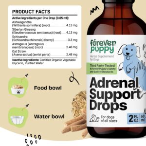 Adrenal Support for Dogs - Calming Drops for Dogs w/Liquid Ashwagandha & Schisandra Berry - Adrenal Drops for All Breeds & Sizes - Liquid Dog Vitamins and Supplements for Adrenal Health - 2 oz