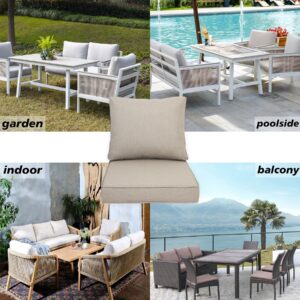 Garden lucky in/Outdoor 23.5x25x5.1 Inch Putty Deep Seat Patio Cushion Set Outdoor Chair Cushions with Fade Resistant and Removable Cover for with Most Patio Furniture and homedepot Furniture 2 Sets