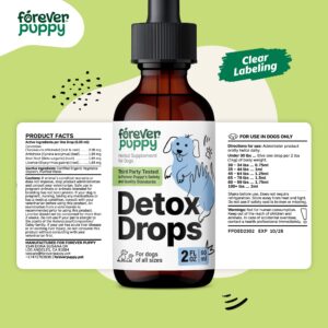 Detox Drops for Dogs - Liver Cleanse & Kidney Support for All Breeds & Sizes - Dandelion Leaf & Dandelion Root - Antioxidant Support for Pets - Herbal Vitamins and Supplements for Detox - 2 oz