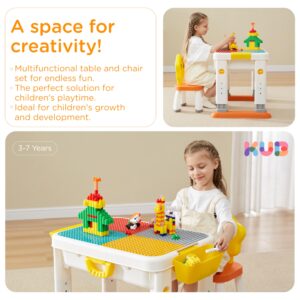 KUB Kids Activity Table Building Blocks Table and Chair Set Kids Play Table Water and Sand Table Learning Play Table for Boys Girls 3 4 5-10 Years Old