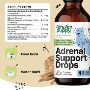 Adrenal Drops for Dogs - Adrenal Wellbeing w/Ashwagandha Liquid Drops - Calming Care for All Breeds & Sizes - Herbal Energy Drops w/Ginseng Root - Dog Food Supplements for Adrenal Support - 4 oz