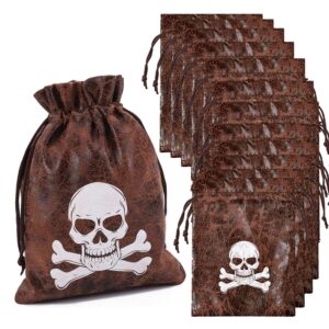 richness pirate loot bags goodie bags with drawstring 4.5 x 6.5 inches faux cow skin pirate treasure bags for pirate party favors pack of 24