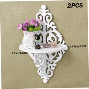 NGLONGLONG Floating Shelves Floating Shelves 2Pcs Carved Wall Mount Shelf 8.9X4.7In Decorative Corner Shelf Ornament Plant Wall Shelf for Living Room Bedroom